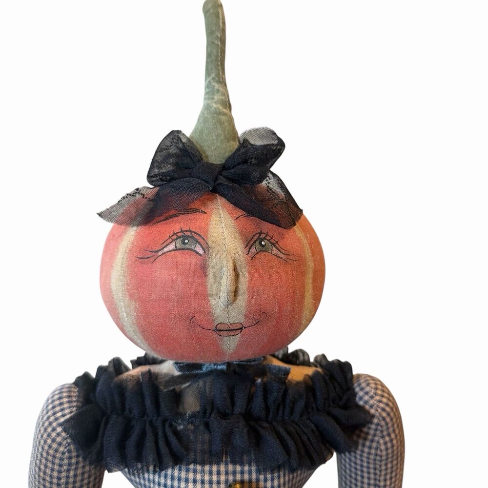 Joe Spencer Halloween Colette Doll Pumpkin Head Gathered Traditions Folk Art
